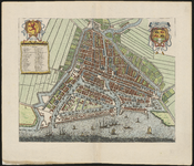 I-31-1 Plattegrond van Rotterdam. Linksboven wapen van Holland met daaronder namen van straten en gebouwen (t - 46); ...