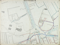 I-69-F Kaart van Rotterdam in 14 bladen (A t/m I, K t/m O) waarop het net van rioleringsbuizen en waterleidingen is ...