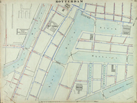 I-69-H Kaart van Rotterdam in 14 bladen (A t/m I, K t/m O) waarop het net van rioleringsbuizen en waterleidingen is ...