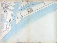 I-69-I Kaart van Rotterdam in 14 bladen (A t/m I, K t/m O) waarop het net van rioleringsbuizen en waterleidingen is ...