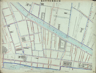 I-69-K Kaart van Rotterdam in 14 bladen (A t/m I, K t/m O) waarop het net van rioleringsbuizen en waterleidingen is ...