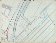 I-69-N Kaart van Rotterdam in 14 bladen (A t/m I, K t/m O) waarop het net van rioleringsbuizen en waterleidingen is ...