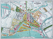 I-75-1 Plattegrond van Rotterdam. Het weergegeven stadsgebied wordt begrensd door het Park, de Diergaarde, de ...