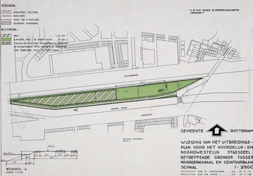 II-126-01-01 Plattegrond met bebouwingsvoorschriften voor het gebied tussen het Noorderkanaal en de Ceintuurbaan