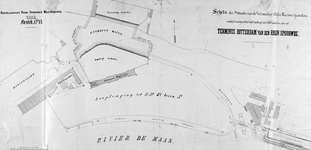 II-151 Kaart van het terrein van de voormalige Marinewerf, waar het Maasstation is gepland, het eindstation van de ...