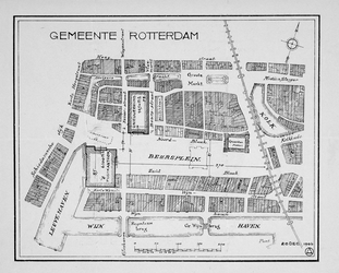 II-26 Plattegrond van het Beursplein en omgeving met daarop aangegeven plannen voor een nieuw postkantoor aan de ...