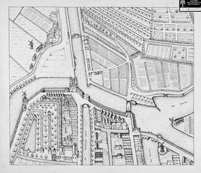 IX-1244-01-02-01 Het Hofplein en omgeving; gereconstrueerd detail naar van de plattegrond van Balthasar Floris van ...