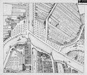IX-1244-01-02-03 Het Hofplein en omgeving; gereconstrueerd detail van de plattegrond van J. de Vou en Romeyn de Hooghe ...