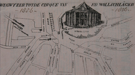 RI-1612 Routekaartje naar het cirque equestre van Ed. Wollschläger bij het Weenaplein [reclamebiljet]