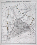 RI-67 Kaart met een plattegrond van Rotterdam en de watergangen aan weerszijden van de stad.