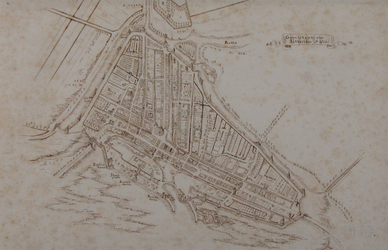 RI-8 Reconstructie plattegrond van Rotterdam, omstreeks 1500