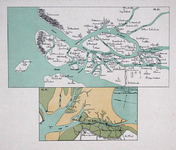 VI-3 Kopieën van een kaart van de Zuid-Hollandse eilanden voor de overstroming van 1421 en een kaart van de slikken ten ...