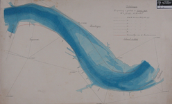 VI-42 Hydrografische kaart van de Nieuwe Maas van de Slijkplaat tot de Koningshaven, met aanduiding van de waterdiepten ...