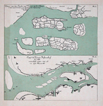 VI-5 Verkleinde kopieën (1/4) van een kaart van de Zuid-Hollandse eilanden in de 15de eeuw en van een kaart van de ...