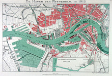 VII-47 Kaart van de havens van Rotterdam. Inzetkaartje: de waterweg van Rotterdam naar zee
