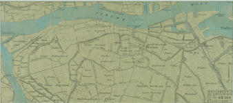 VII-88-04-01B Kaart van het noordwestelijke deel van het eiland IJsselmonde met aanduiding van te graven havens