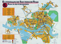 XVII-79-00-00-11 Kaart van Rotterdam met de tram- en autobuslijnen van de RET
