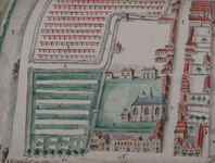XVIII-424 Plattegrond van het Sint-Agathaklooster aan de Westewagenstraat, anno 1563