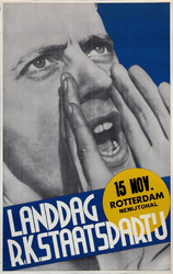 2002-1423 Politieke affiche van de R.K. Staatspartij, aankondiging van de landdag. Vermoedelijk 1930.