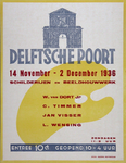 2002-1539 Aankondiging tentoonstelling Schilderijen en Beeldhouwwerk van W. van Dort jr., C. Timmer, Jan Visser en L. ...