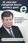 2005-797 Aankondiging van het stadsdebat onder leiding van Ivo Opstelten via internet. Op het affiche een portret van ...