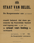 IA-1940-0001A Bekendmaking van de Burgemeester. Afkondiging Staat van Beleg met ingang van 19 April.