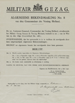 IA-1940-0045 Militair gezag. Algemeene bekendmaking No 8 van de commandant der Vesting Holland. 8 Juni.