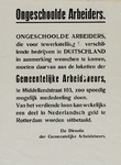 IA-1940-0054 Ongeschoolde arbeiders. Tewerkstelling in Duitsland. De Directie der Gemeentelijke Arbiedsbeurs.