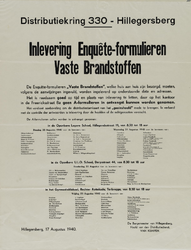 IA-1940-0069 Inlevering enquête-formulieren vaste brandstoffen. Distributiekring 330. Burgemeester Van Kempen van ...