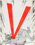 IA-1941-0050 V. [Jood, in personificatie van Samson, met ster getroffen door een V].