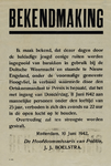 IA-1942-0043 Bekendmaking van den hoofdcommisaris J.J. Boelstra t.a.v. personen in Pernis onder den leeftijd van 25 ...