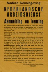 IA-1942-0113 Nadere kennisgeving. Nederlandsche Arbeidsdienst. Aanmelding en keuring. 13 Maart 1942.