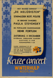 IA-1943-0101 Keuze concert Winterhulp Nederland. Het radio orkest De Melodisten stafmuziek Rotterdamse politie. .... ...