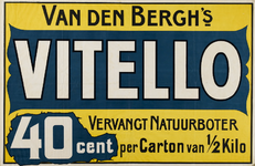 II-0000-0022 Van den Bergh's Vitello vervangt natuurboter. 40 ct. per carton van 1/2 kilo.