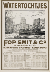 II-0000-0345 Fop Smit & Co. Rotterdam. Dienstregeling 1 Mei-1 November 1909. Watertochtjes in verbinding met de ...