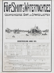 II-0000-0350 Fop Smit & Co. Rotterdam Dienstregeling Anno 1912. Watertochtjes. Gecombineerde Boot- en Spoorbiljetten. ...