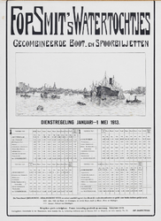II-0000-0351 Fop Smit & Co. Rotterdam. Dienstregeling Januari-1 Mei 1913. Gecombineerde Boot- en Spoorbiljetten.