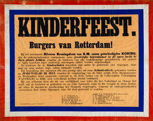 II-0000-0481 Kinderfeest. Burgers van Rotterdam! (...) woensdag 13 mei (...) Collectanten Vereeniging Waterloo en 1830 ...
