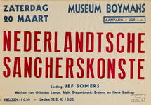 II-1943-0019 Nederlandtsche Sangherskonste. Leiding Jef Somers. Museum Boymans. 20 Maart 1943. Prijzen f 0,50. Leden ...