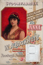 X-0000-0546 Stoomfabriek van verduurzaamde levensmiddelen Anna . V.A. Blokhuis. Opgericht 1882, Noordwijk Binnen. Holland.