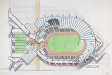 2003-1165 Tekeningen en ontwerpen van het Olympisch Stadion en het Olympische zwembad bij Ahoy'. Getoond worden de ontwerpen.