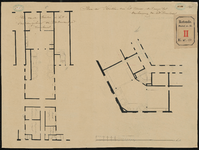 141 Nieuw ontwerp van de keuken voor de verbouwing van het Armhuis aan de Schiedamsedijk in twee plattegronden.