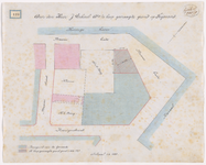 1890-123 Kaart van door de heer J. Verheul Dzn. te koop gevraagde grond op Feijenoord. Calque op linnen.