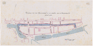1890-125 Kaart met aanwijzing van de demping van de Groenendaal en een gedeelte van de Steigersgracht. Calque op linnen.