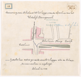 1890-13 Calque op linnen van de aanvraag aan Schieland tot het leggen van de afvoerbuis van het westelijk stoomgemaal.