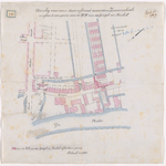 1890-149 Calque op linnen van de aanleg van een dwarsstraat aan de Zwaanshals en afstand van grond door de heren van ...