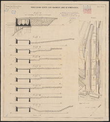 1890-174 Gesteendrukte tekening van de voorziening achter de kaaimuur langs de Binnenhaven.