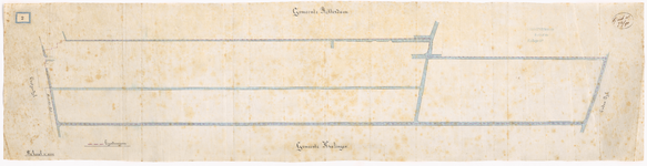 1890-2 Calque op linnen van het grensplan Oudendijk Oostzeedijk ( Zaaijer)