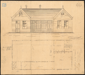 1890-38-1 Tekening van een te bouwen wachtlokaal voor bootwerkers door de volksbond te plaatsen aan de Parkkade. Blad 1