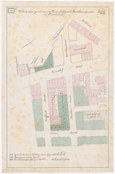 1890-71 Calque op linnen van de verkoop van grond aan de Zomerhofstraat, Benthemstraat en Simonstraat.